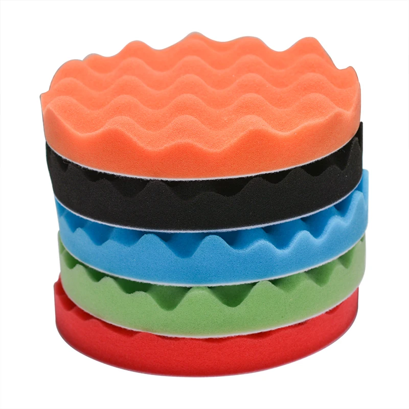 Imagem -03 - Soft Wave Foam Polishing Sponge Pads Kit Waffle Pad Car Wash Limpeza Detalhando Ferramenta Polidor de Carro 150 mm 180 mm Pcs