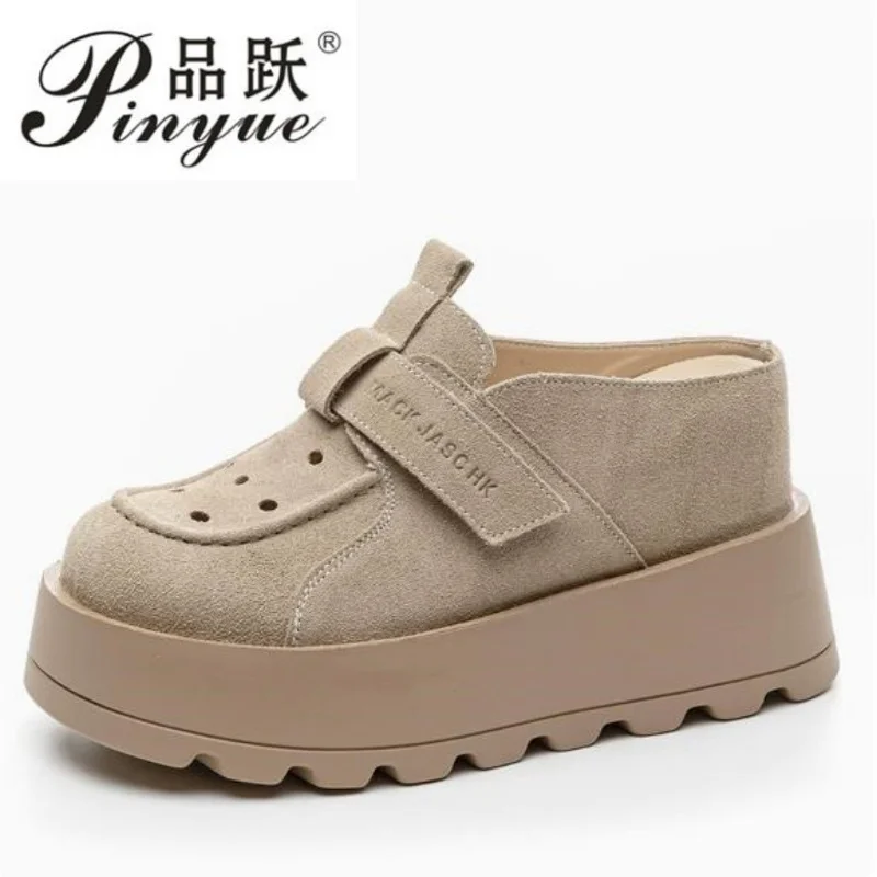 

Женские лоферы на платформе 10 см, новые, с закрытым носком, повседневные полутапочки в стиле ретро, размеры 34-39