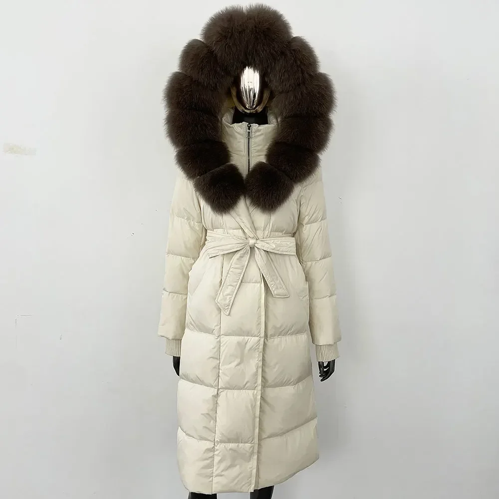 

White Goose Down Jacket 2024 Winter Real Fox Fur Collar Jacket Natural Fur Jacket Women Parka Thick Warm Loose Waterproof Coat