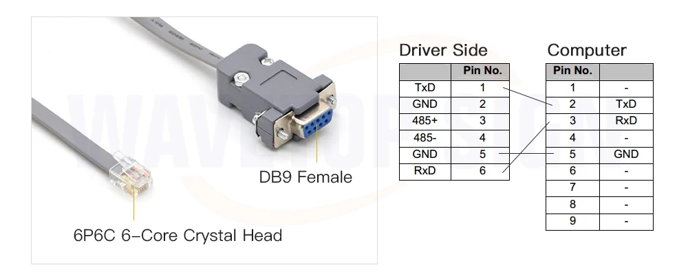 RJ11 6P6C Crystal Head to RS232 Serial Port Female DB9 Adapter Cable