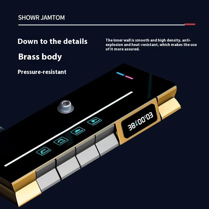 مجموعة دش بدرجة حرارة ثابتة للحمام ، معزز نوع المطر ، دش ساخن وبارد ، صنبور عرض رقمي ، إكسسوارات منزلية