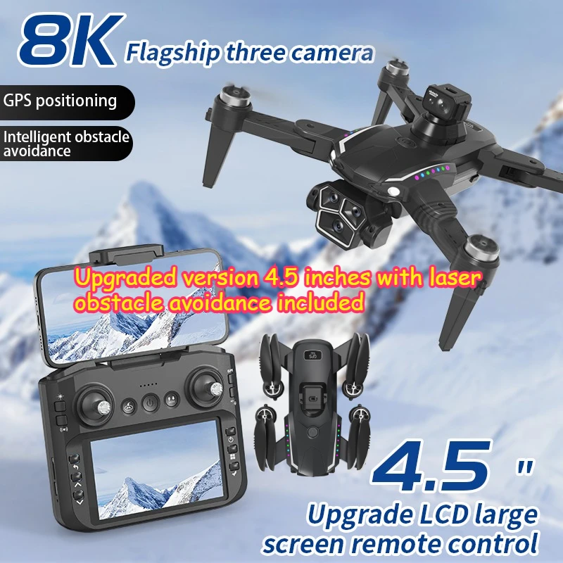 

X1A0M1 S12 Drone 8K Professional GPS HD Camera Drones 5G WIFI 4k 4.5 inch large screen remote control Quadcopter RC Dron