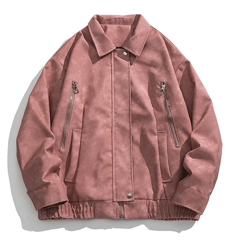 

LIBIELIY Men's Motorcycle Leather Jackets Retro Biker Windbreaker Coat Zip-up Outwear