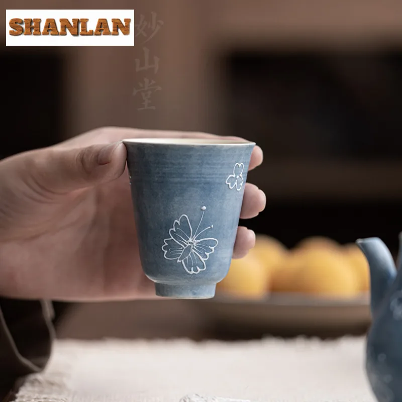 

2pc/lot Hand-painted Butterfly Teacup Creative Tea Bowl Cup For Tea Tea-tasting Personal Cup Jianzhan Master Cups For Tea 65ml