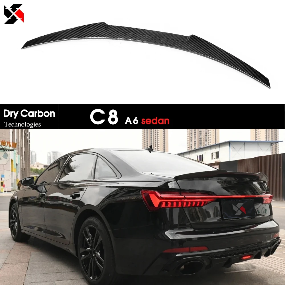 

Dry Carbon Technique Autoclave 3*3 Carbon Fiber Rear Deck Trunk Spoiler Duckbill For Audi A6 C8 S6 RS6 4-Door Sedan 2019 - 2025