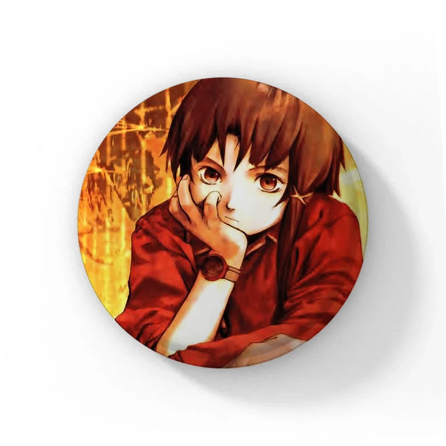 Neue Serien experimente Lain Button Pin Schmuck für Frauen Cartoon Acryl Brosche Abzeichen Runde Anime Abzeichen auf Rucksack Zubehör