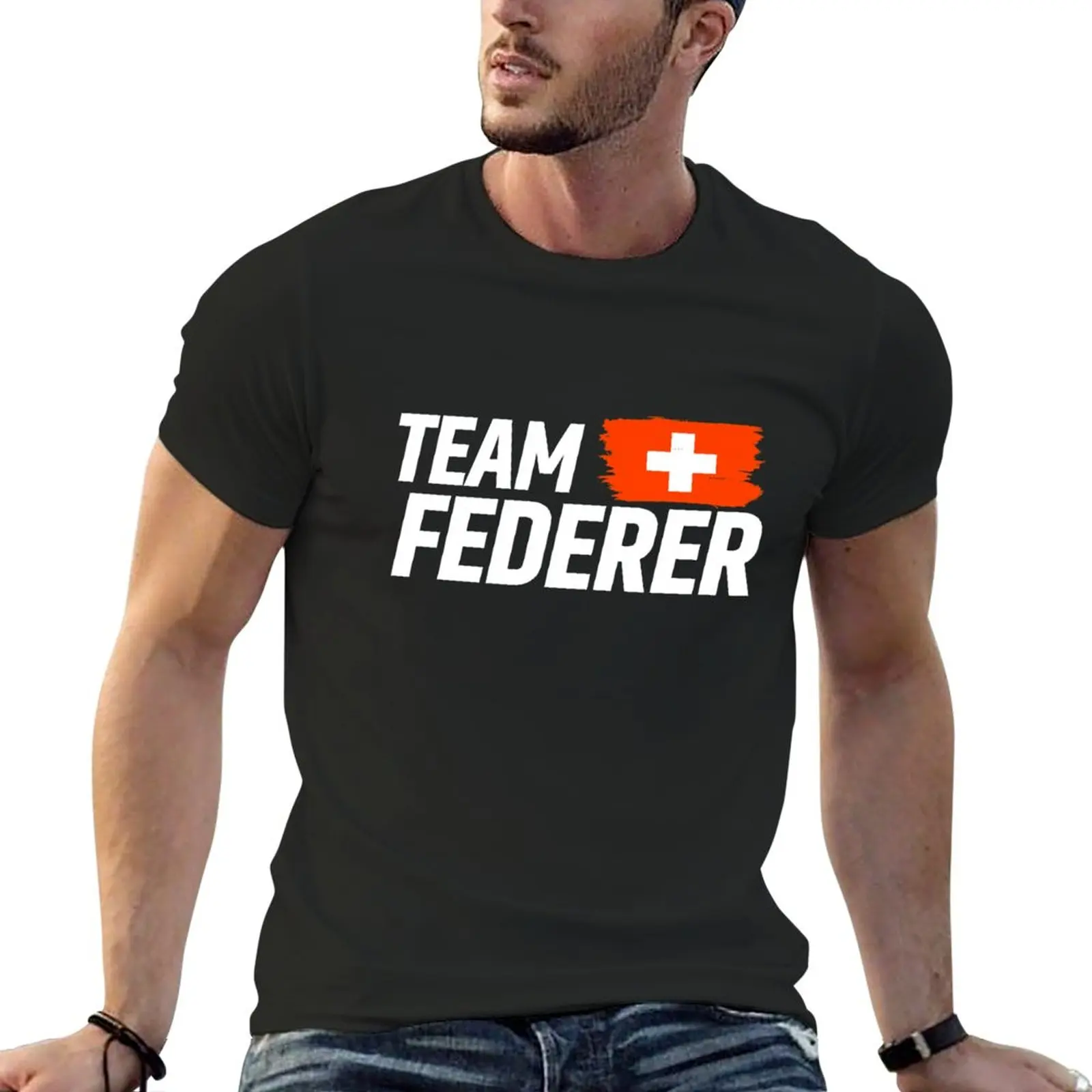 New Team Federer Switzerland flag T-Shirt vintage clothes t shirt man plus size t shirts plus size tops t shirts men