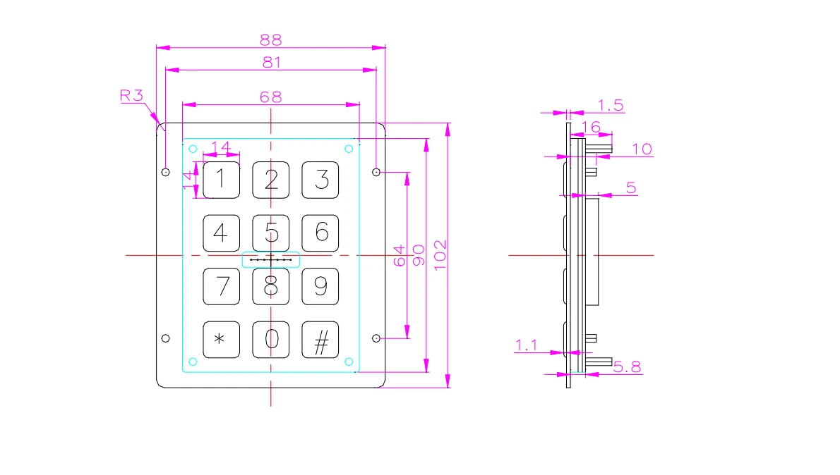 Imagem -06 - Teclado Numérico Impermeável de Usb do Metal Teclado Numérico Metálico de Magro do Fechamento Bonde Teclado Industrial Quiosque 12 Chaves Ip65 3x4 Aço Inoxidável