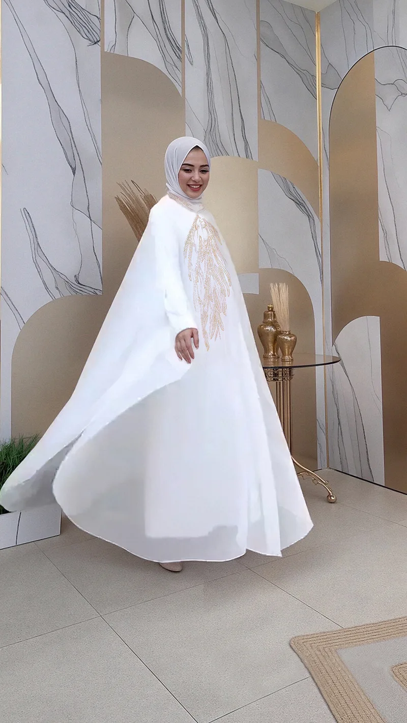

2025 African Dresses Diamonds for Women Spring Autumn Hijab Dress Set Chiffon Long Dress Dashiki Africa Clothes Boubou Robe Gown