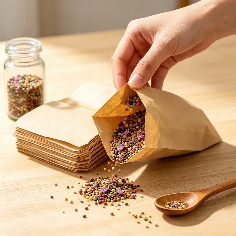 Hot Sell 100Pcs/set Mini Kraft Paper Seed Envelopes Packets Protective Storage Bags For Home Garden Plant Seed Collection