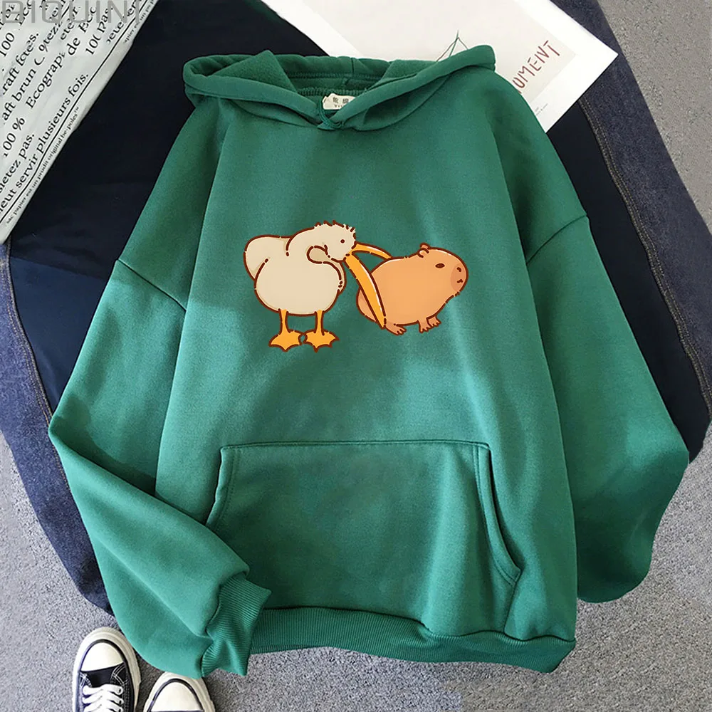 Pelican and Capybara Hoodie Very Cute Sweatshirt Men Long Sleeves Tops Women Clothing Y2k Clothes Haikyuu Pullover Kawaii Casual