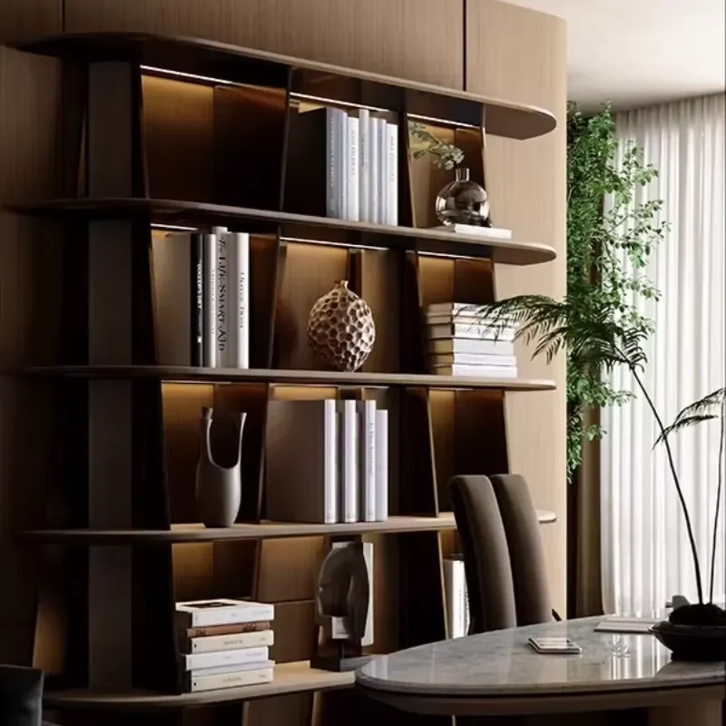 Modern Ecological Leather Bookcase Nordic Office Display Rack Designer Study Shelf Home Furniture Fast Shipping DDP