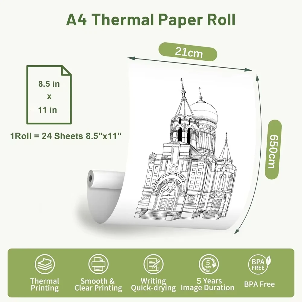 A4 Thermal Paper Roll, 8.5