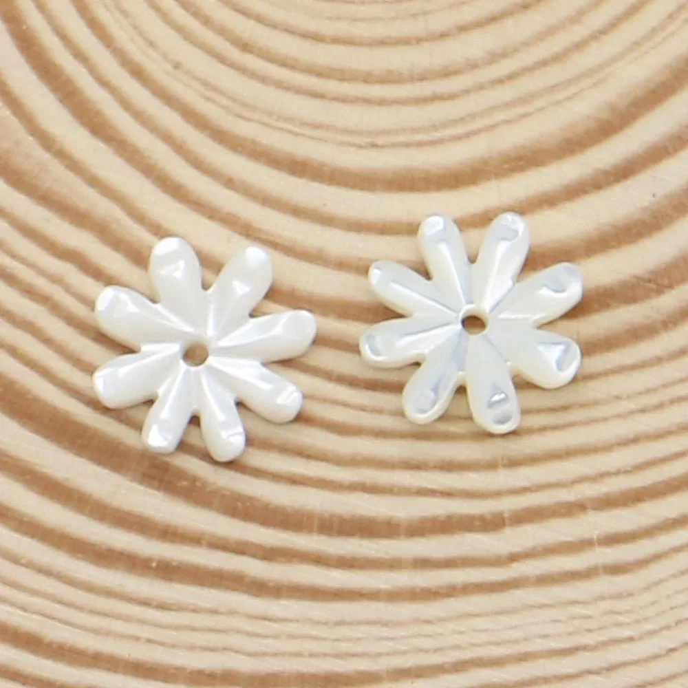 Exquisite Compact Natural Sea White Shell Polished Eight-petal Flower Center-hole Loose Beads Handcraft Accessories Jewelry