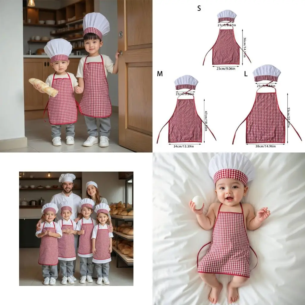 Baby Chefs Apron Hat Outfit Boy Girl Photo Clothes Photography Props