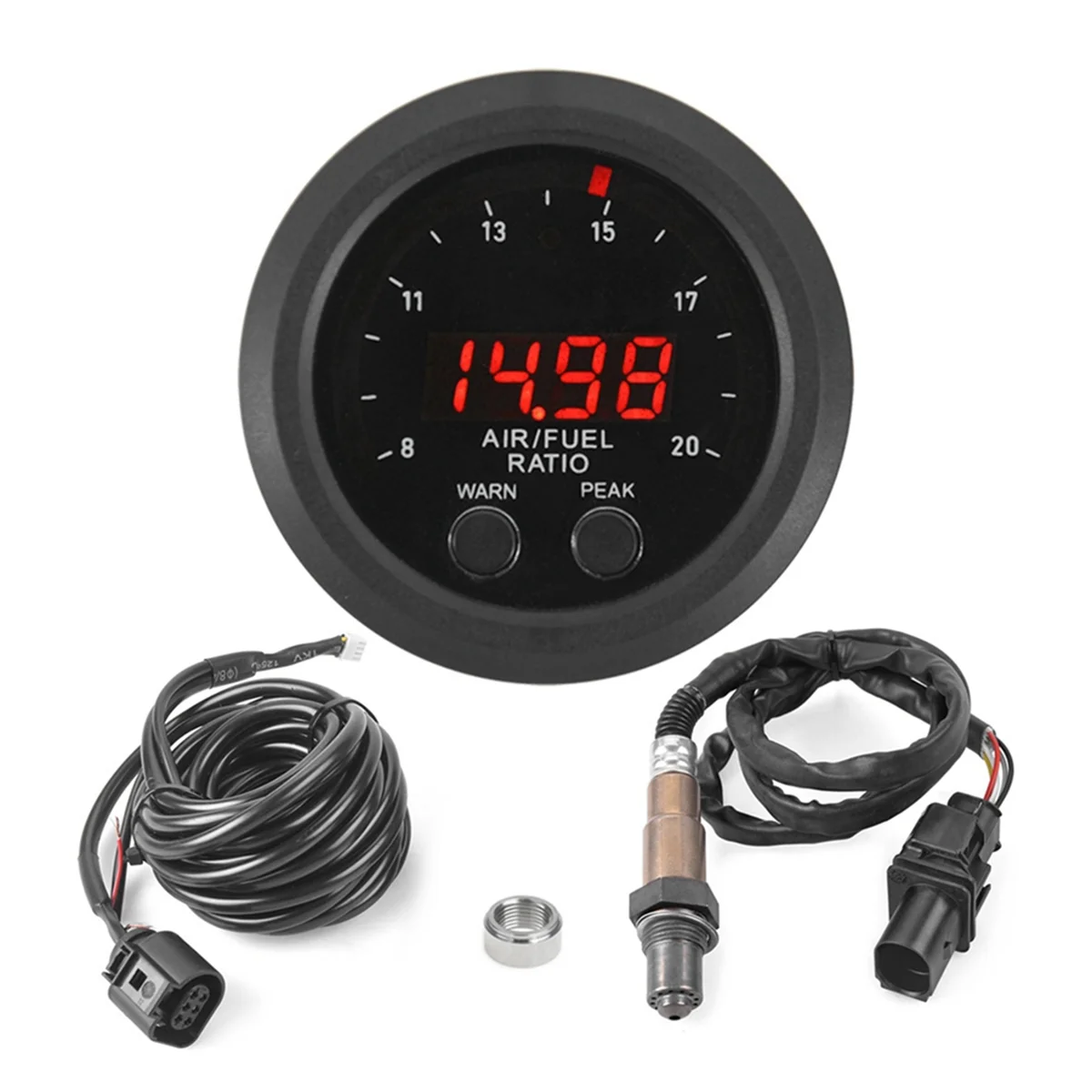 Universal 12V 52MM Integrated Air Fuel Ratio Gauge LED Digital Display with Wideband O2 Oxygen Sensor