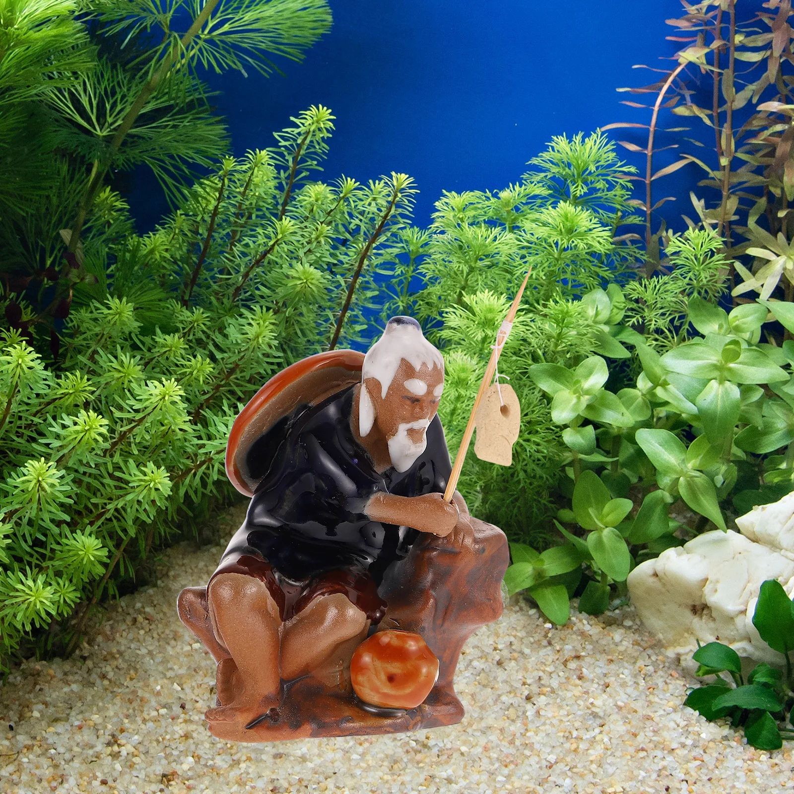 

Fisherman Figurine Statues Figurines Ornament Old Ceramic Tank Decorative Accessory Miniture Decoration
