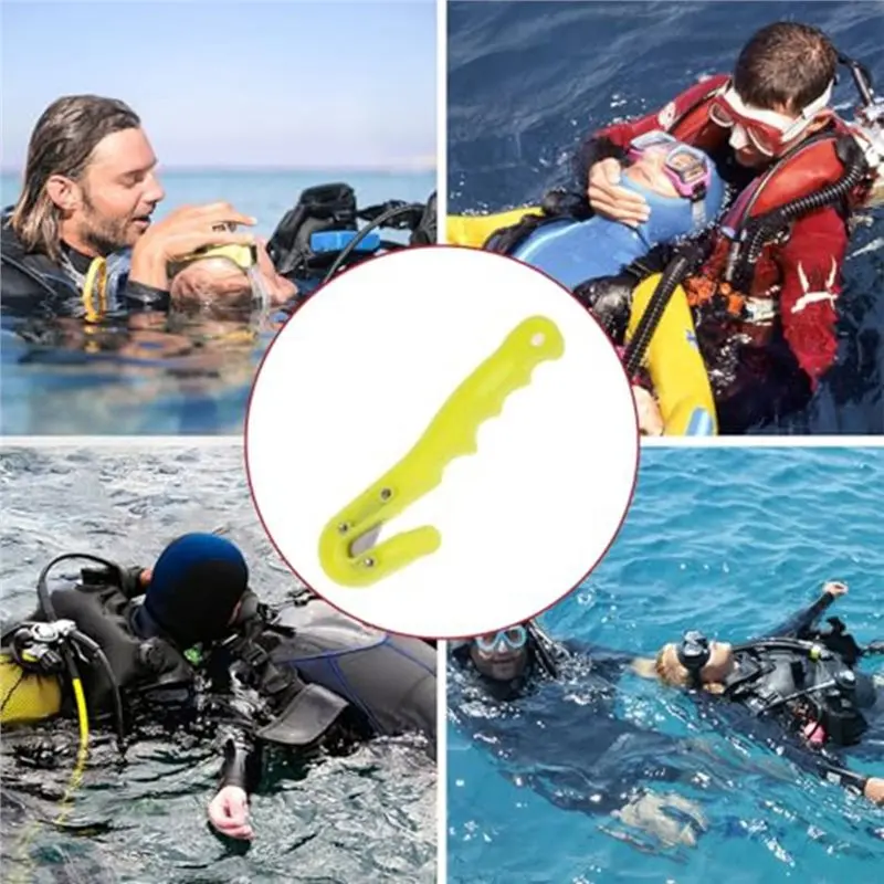 A64T-Yellow Diving Line Cutter With Safety Blade Guard For Rescue, Emergency Cutting Tool For Scuba & Snorkeling