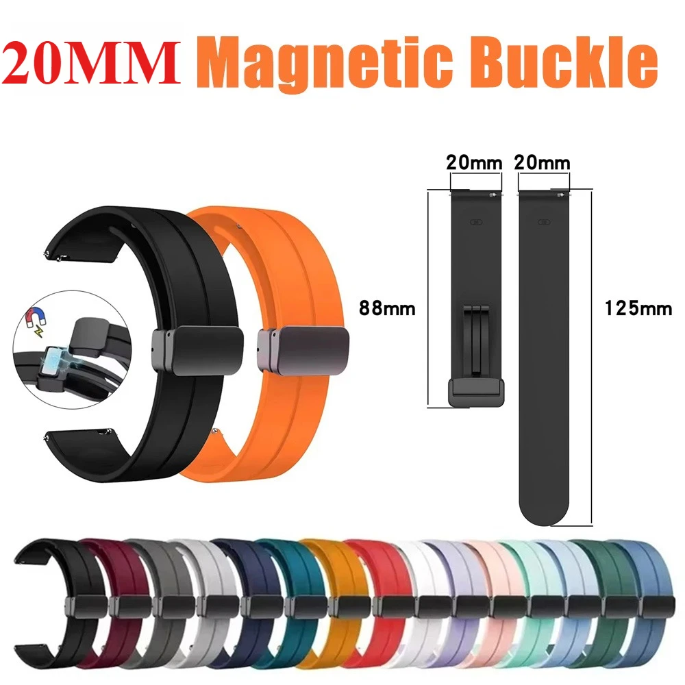 20mm Silicone Magnetic Strap For Amazfit GTR 42mm/GTS 3 2 E/Bip Youth/Bip S Lite/Bip Pace Lite/Bip U/GTS 2 4 Mini/Bip 3 Pro Band