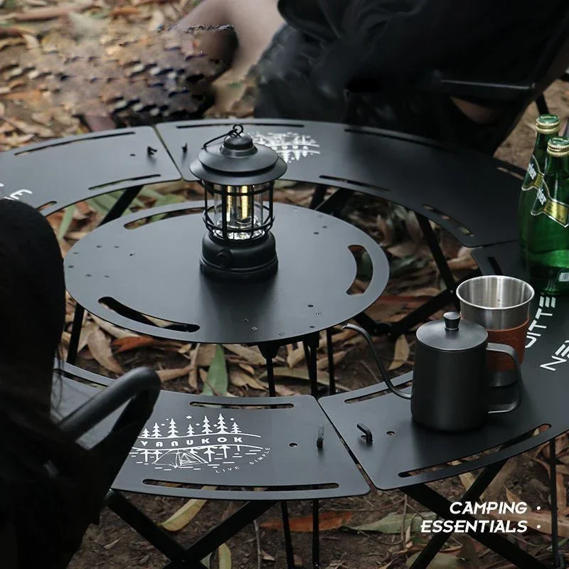 

Folding Camping Table Outdoor Portable Aluminum Alloy Multifunctional Detachable Round Hearth Table Nature Hike Tourist Supplies