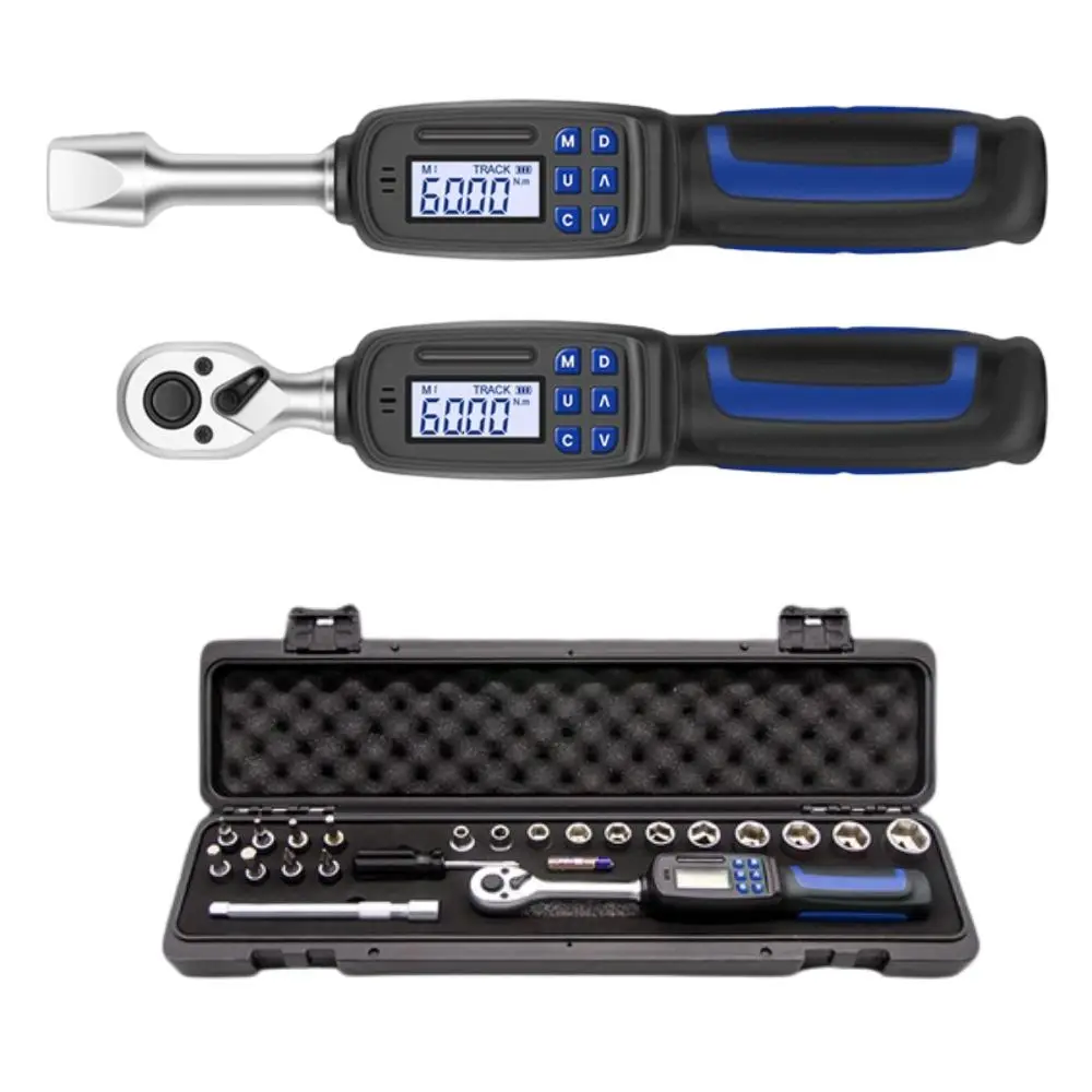 

WZAUTO 26pcs Digital Display Adjustable Electric Digital Torque Wrench 1/4 Inch Drive Head Electric Torque Wrench Ratchet Handle
