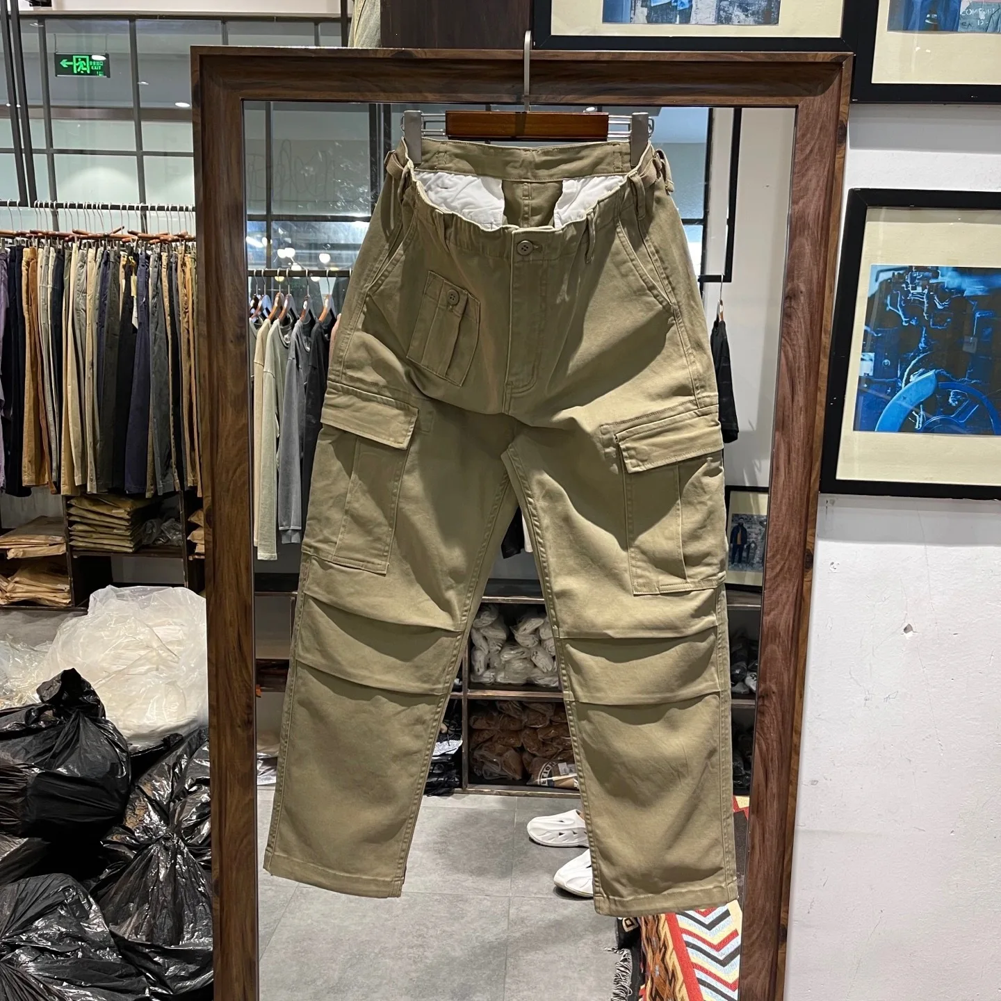 Men's Vintage Camo Cargo Pants – Multi-Pocket Stretch Work Trousers, Loose Straight Heavyweight Casual Pants
