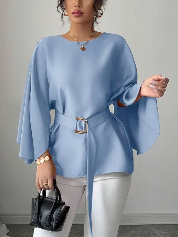 

Женское однотонное расклешенное све irt European Sle Slim Fit из полиэстера Ele Wind Sve Long Middle Sve Versatile irt