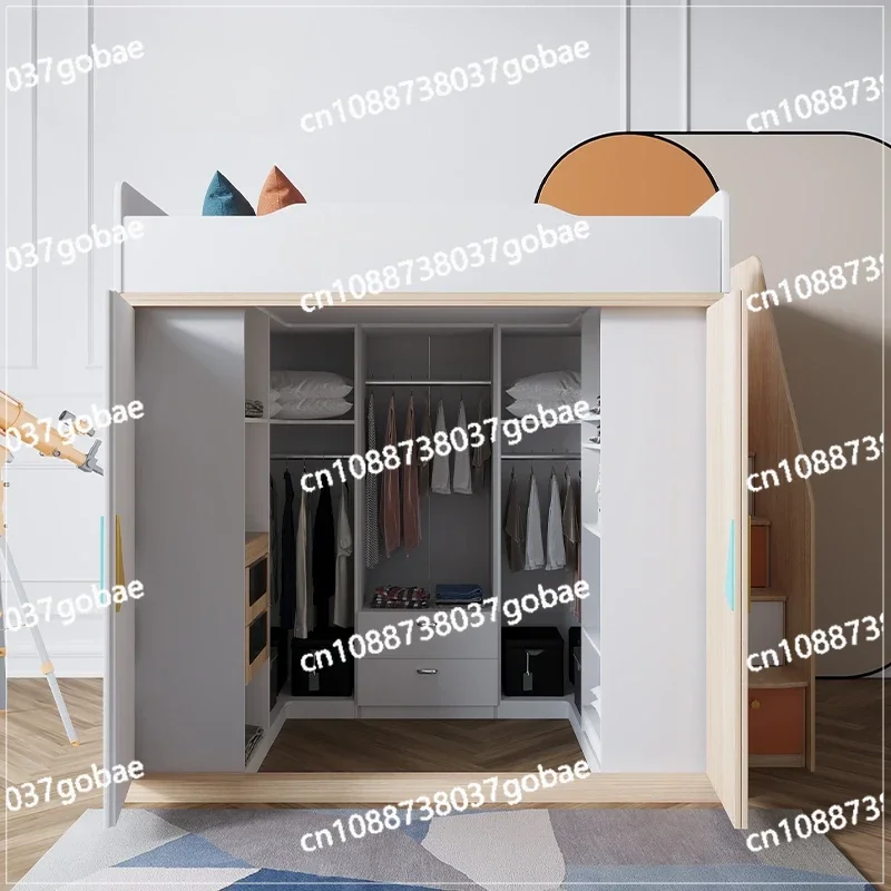 Small Apartment Cloakroom, High and Low Beds, Space-saving Storage Beds, Modern Simple Combination Wardrobe Bed, Integrated Bed