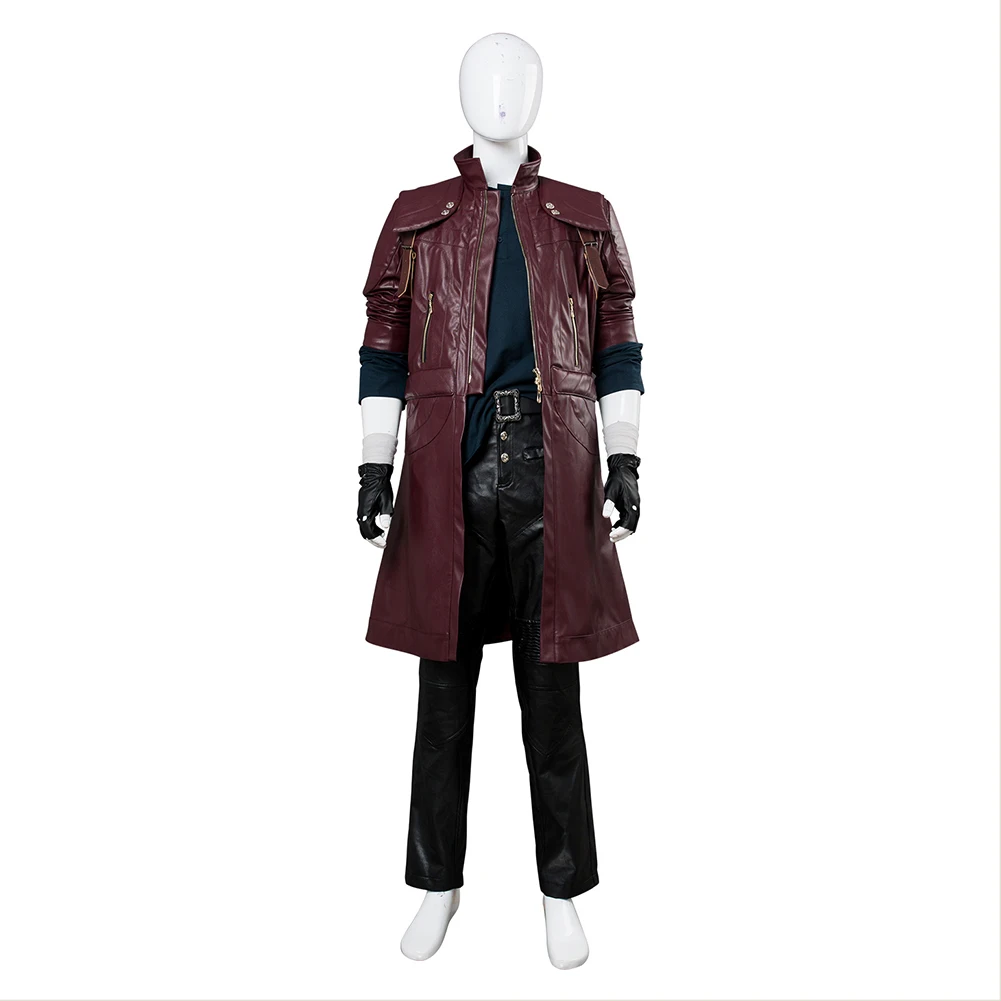 DMC 5 Dante Cosplay Costume Wig Heat Resistant Synthetic Hair Men Coat Jacket Pants Halloween Carnival  Party Props Clothes