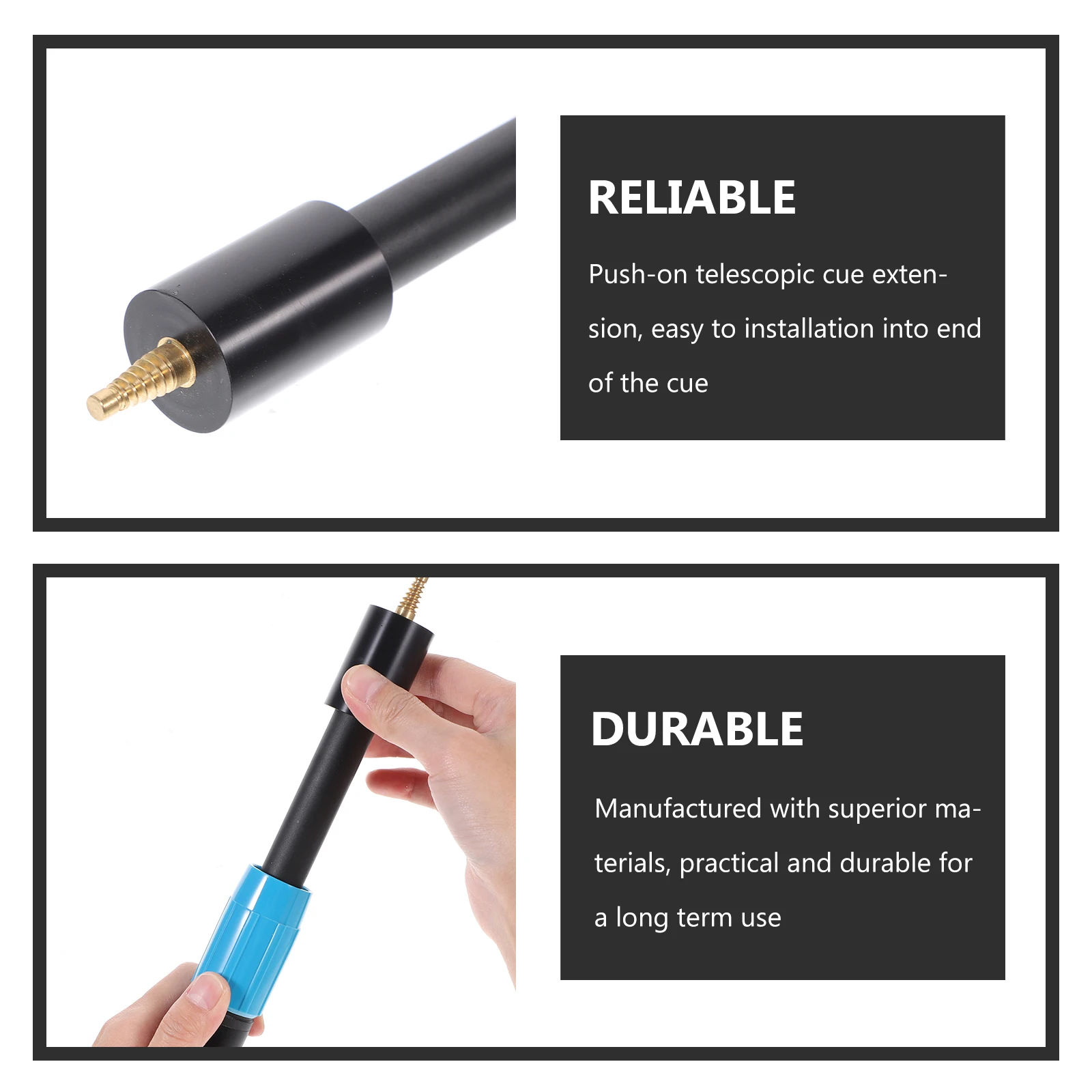 

Telescopic Pool Cue Extender Billiard Handle Snooker Extension Rod Adjustable Lightweight Durable Universal Fit for Billiards
