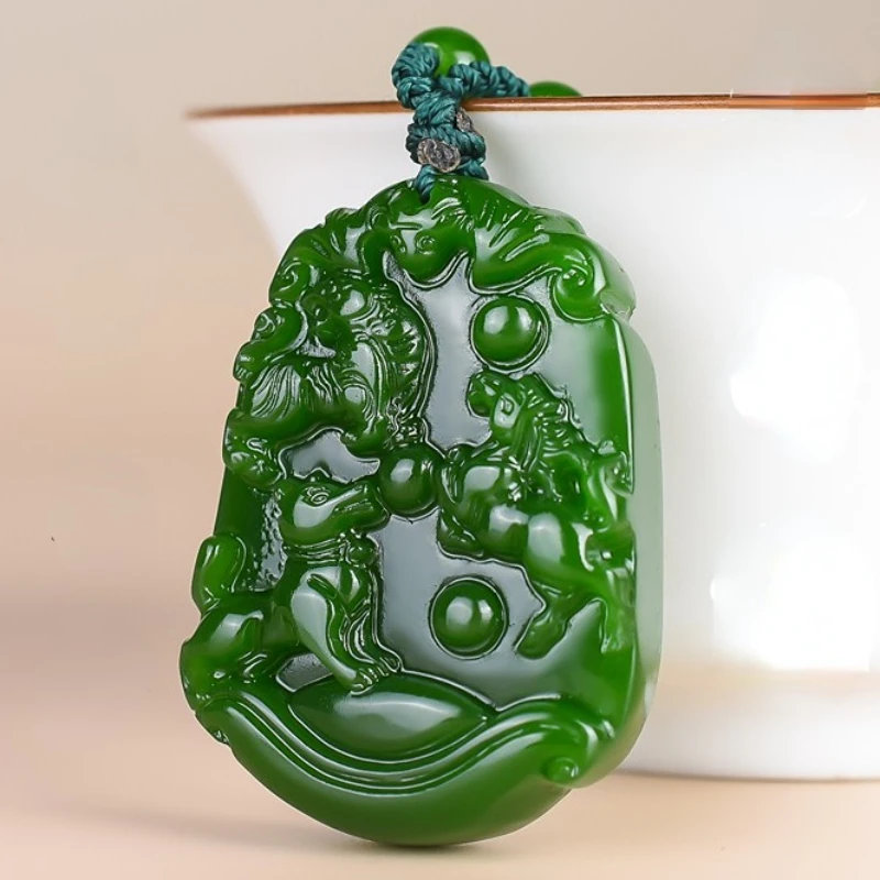 

Natural Jade Zodiac Three Pendants, Male, Born Year, Rabbit, Mouse, Chicken, Dragon And Horse Mascot Necklace, Female Pendant