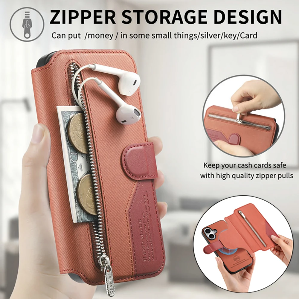 

Роскошный чехол для Sony Xpera 1 VII 5G 2025 2в1, съемный кожаный кошелек на молнии, магнитная задняя крышка для Sony Xperia 1 VII 1VII Etui