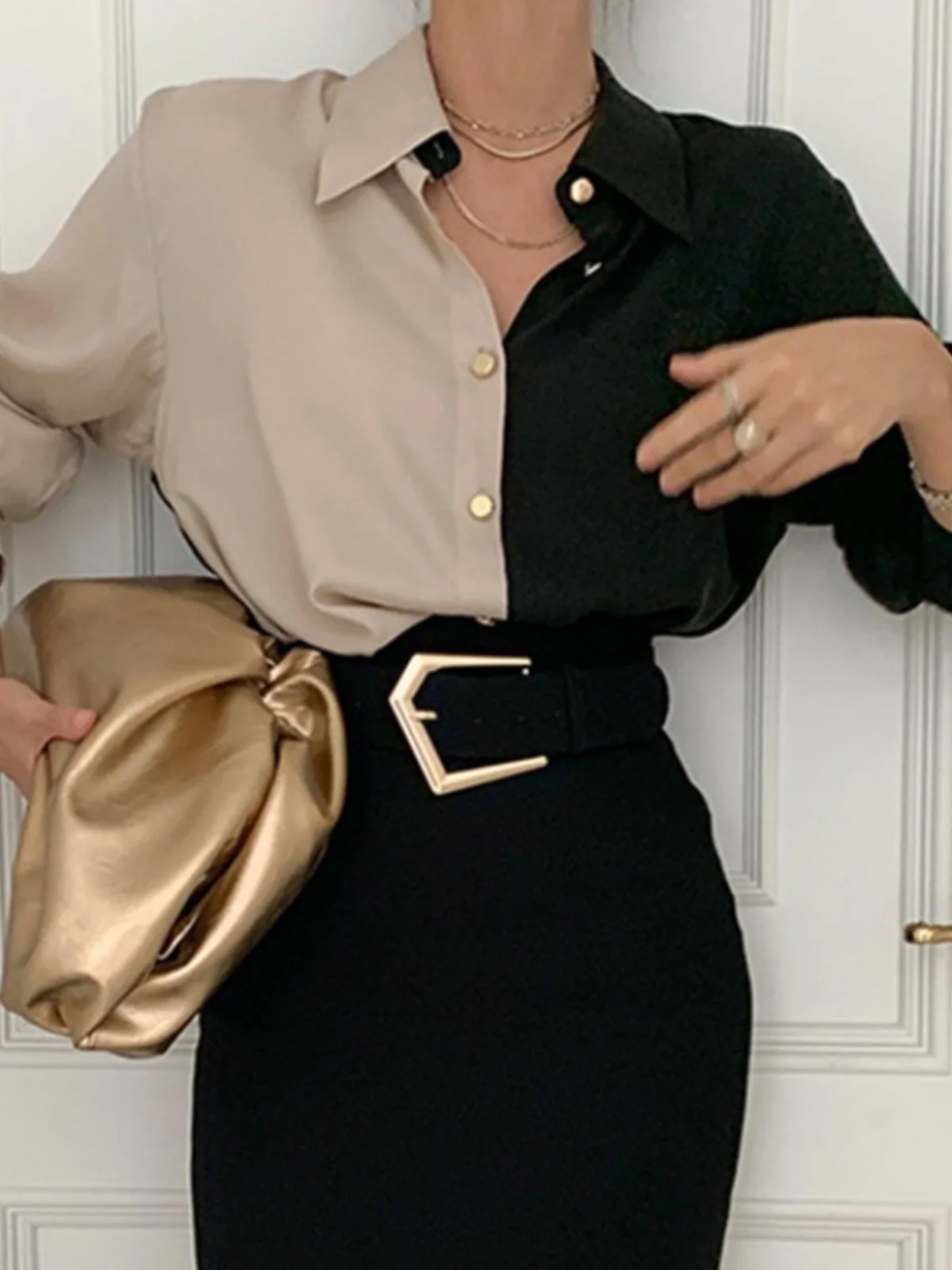 

Цветная блузка в стиле ретро, универсальная женская блузка свободного покроя Long Sve Faionable, универсальная женская блузка Ele