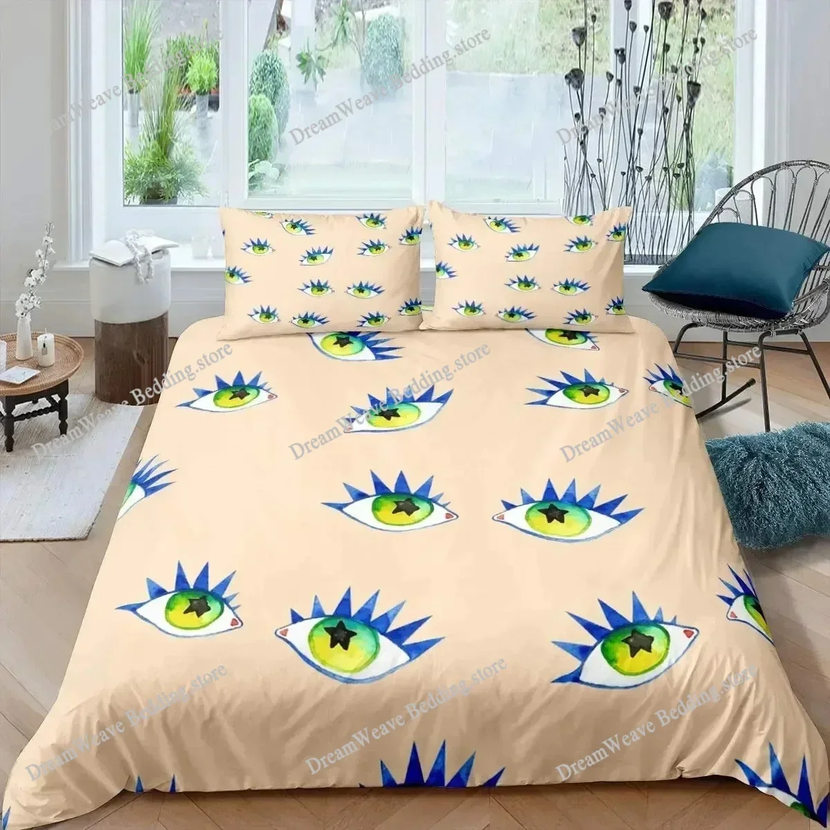 Bedding Decor Eyelash Duvet Cover Set Romantic Woman Closed Eyes Long Lashes  King Queen Bedding Set English Words Polyester Qui