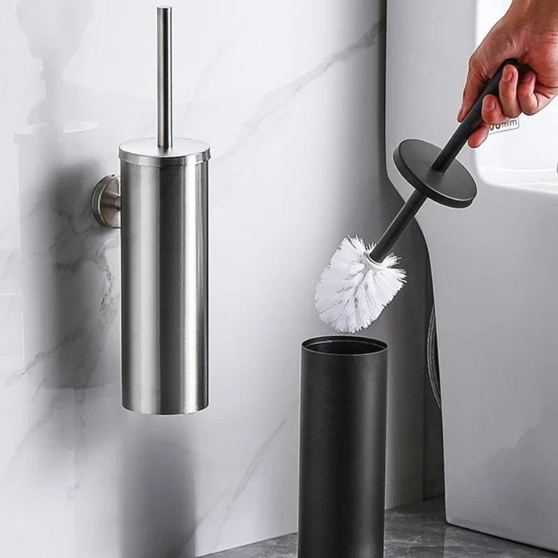 Household Portable Stainless Steel Toilet Brush Holder Brushed Gold Wall Hanging Wall Enclosed Toilet Brush