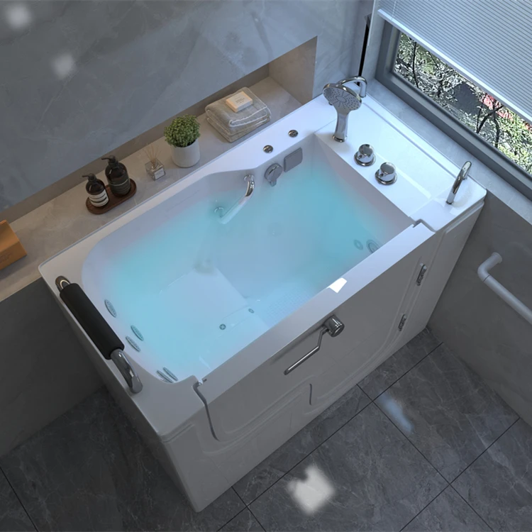 Indoor Bathroom Acrylic Walk-in Bathtub For Elders Disabled Person Handicapped Massage Jetted Tub Walk In Tub