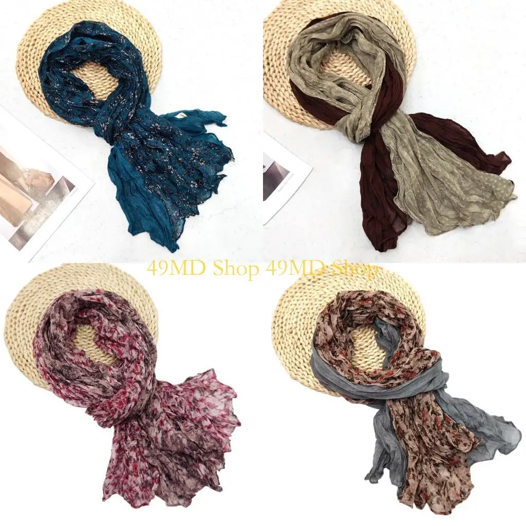 

49МД Элегантный твист плиссированный шарф Полиэстер Многофункциональный длинный шарф для весенне-осенней носки