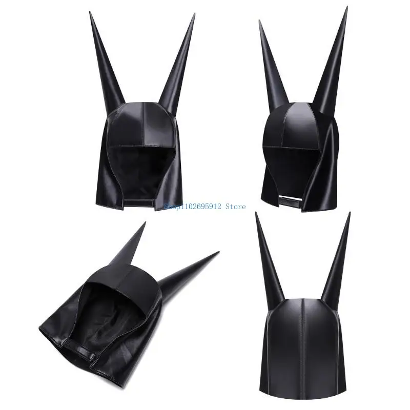 

N7YE Stylish Roleplay Hat for Halloween and Cosplay PU Leather Headwear for Music Festival and Theme Party Dressingup