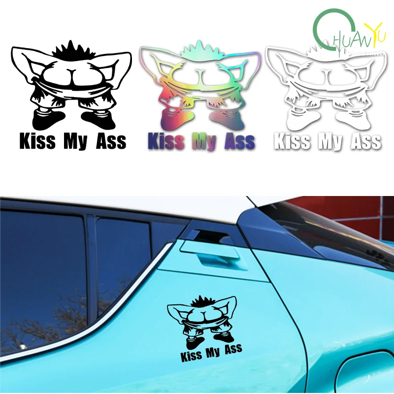 Personalized Kiss My Ass Car Stickers Funny Windshield Trunk Vinyl Decals Waterproof Automobile Motorcycle Sticker Accessories
