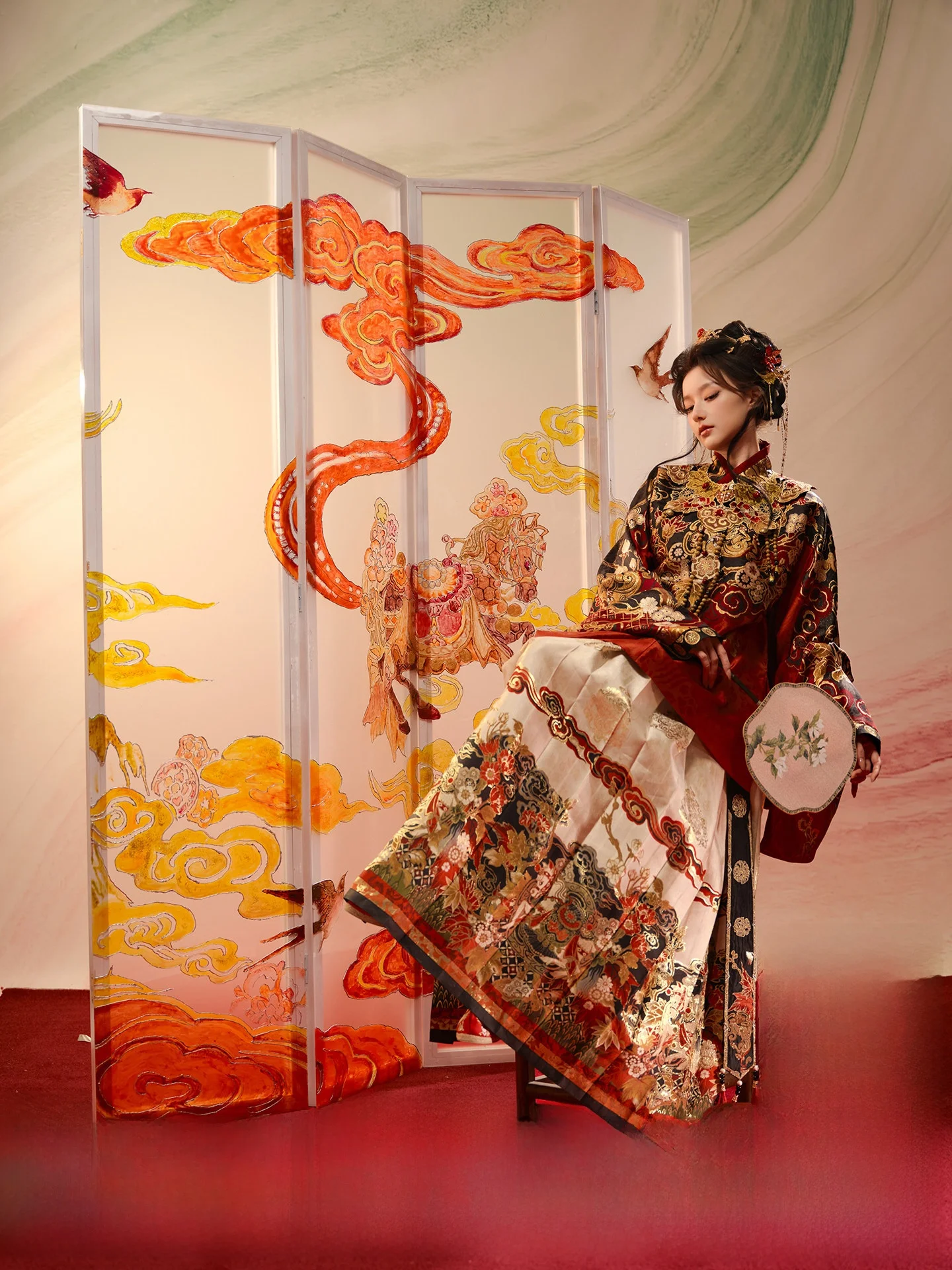 

Тринадцать Exc Lotus Seedling Heavenly Year New Year War Robe Pipa Sve Face Skirt Heavy Industry Ming Dynas...