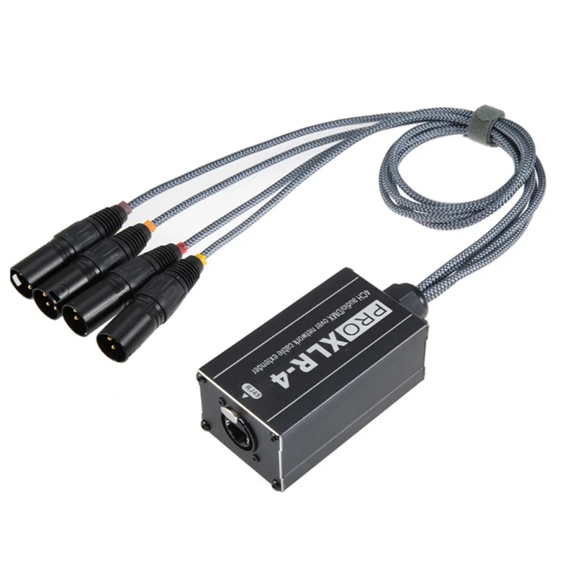 4 Channel 3Pin Snake Multi Networking Snake Receiver to Single Ethercon Cable Snake Box Extenders QXNF