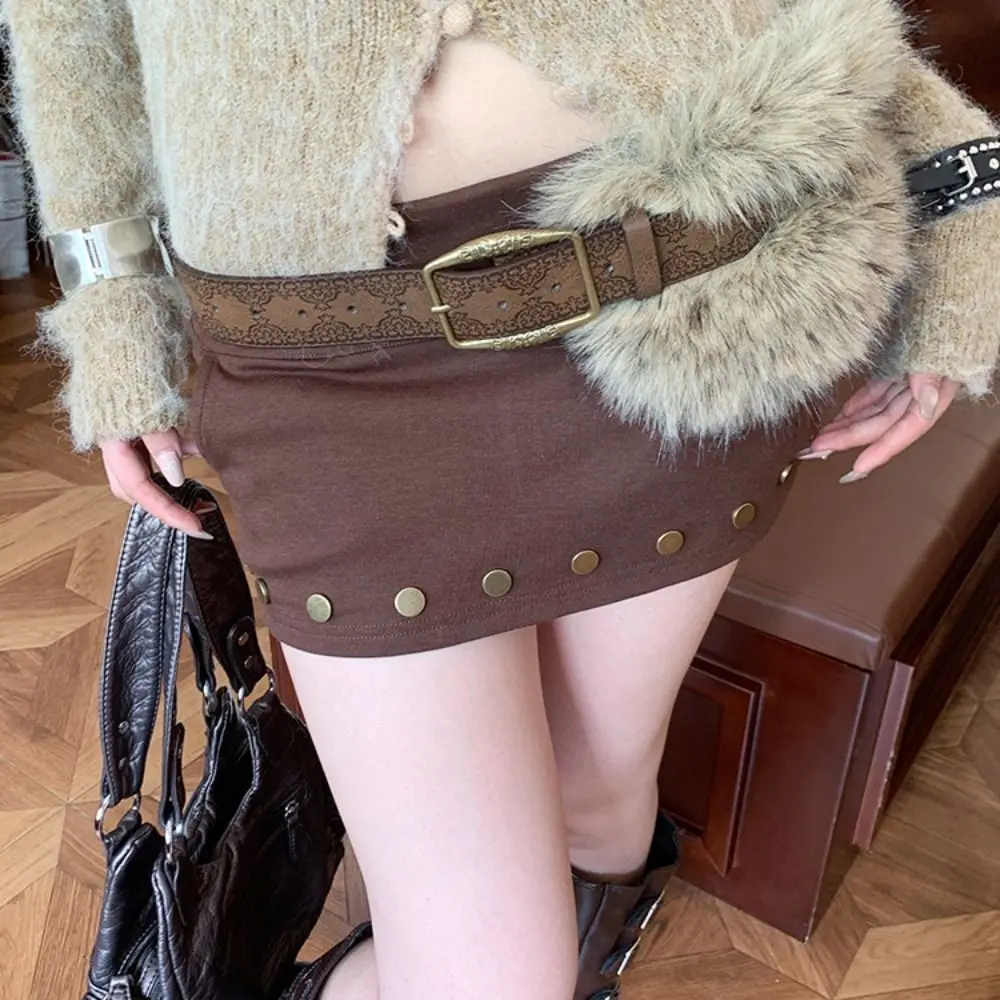 Vintage Trendy Design Faux Pelz Gürtel Punk Allgleiches Geprägte Antik Bronze Gürtel Y2K Plüsch Pelzigen Spleißen Gürtel Frauen Mode