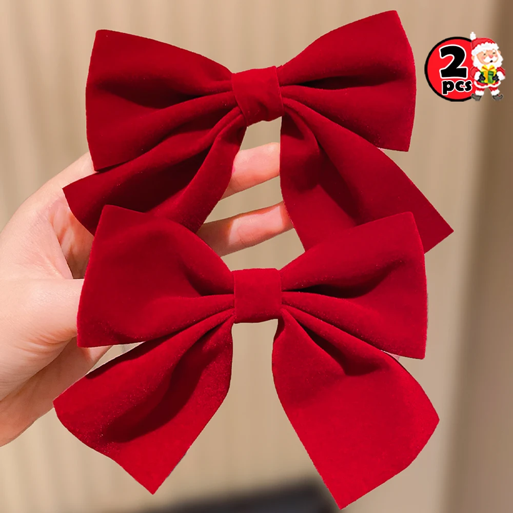 Pinzas para el cabello con lazo rojo dulce, juego de 2 accesorios para el cabello de moda para niñas lindas, regalo fácil de crear estilos que agarran la atención