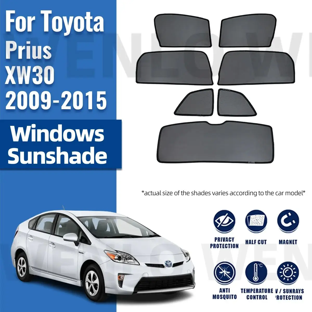 

For Toyota Prius XW30 2009-2015 Front Windshield Frame Curtain Magnetic Car Sunshade Shield Rear Side Window Sun Shade Visor