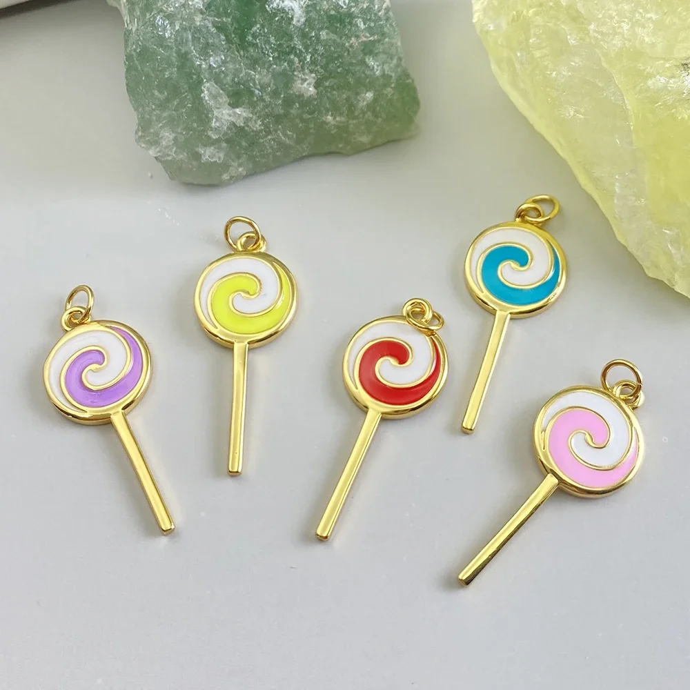 Cute candy lollipop charms for jewelry making Bohemian Diy earrings, bracelets, keychains and high-quality tea resin accessories