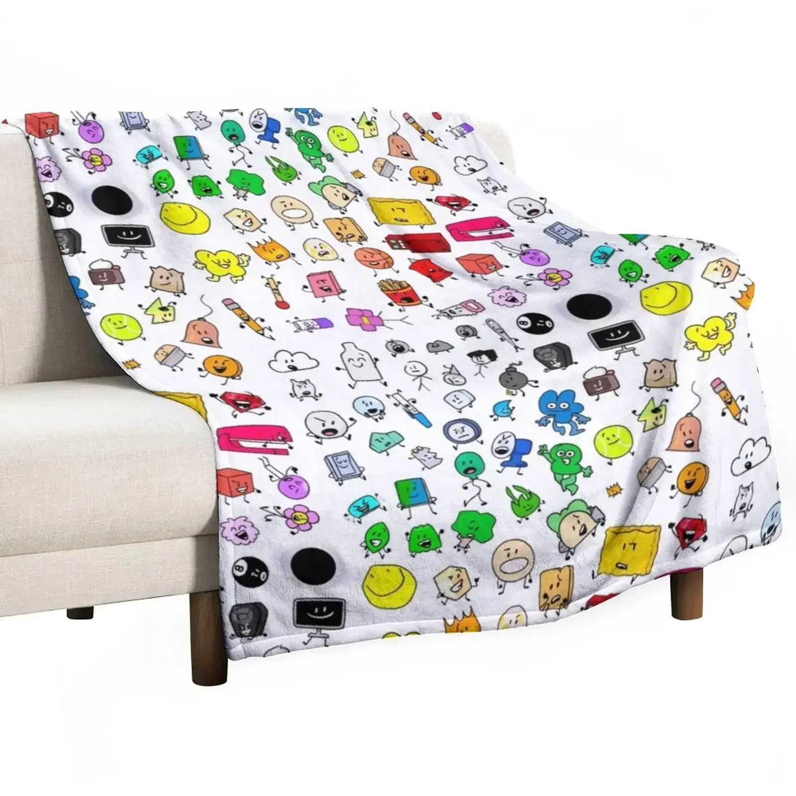 

BFDI All Characters (Transparent) Throw Blanket Stylish Decor Blanket Gift for Friends Roommate
