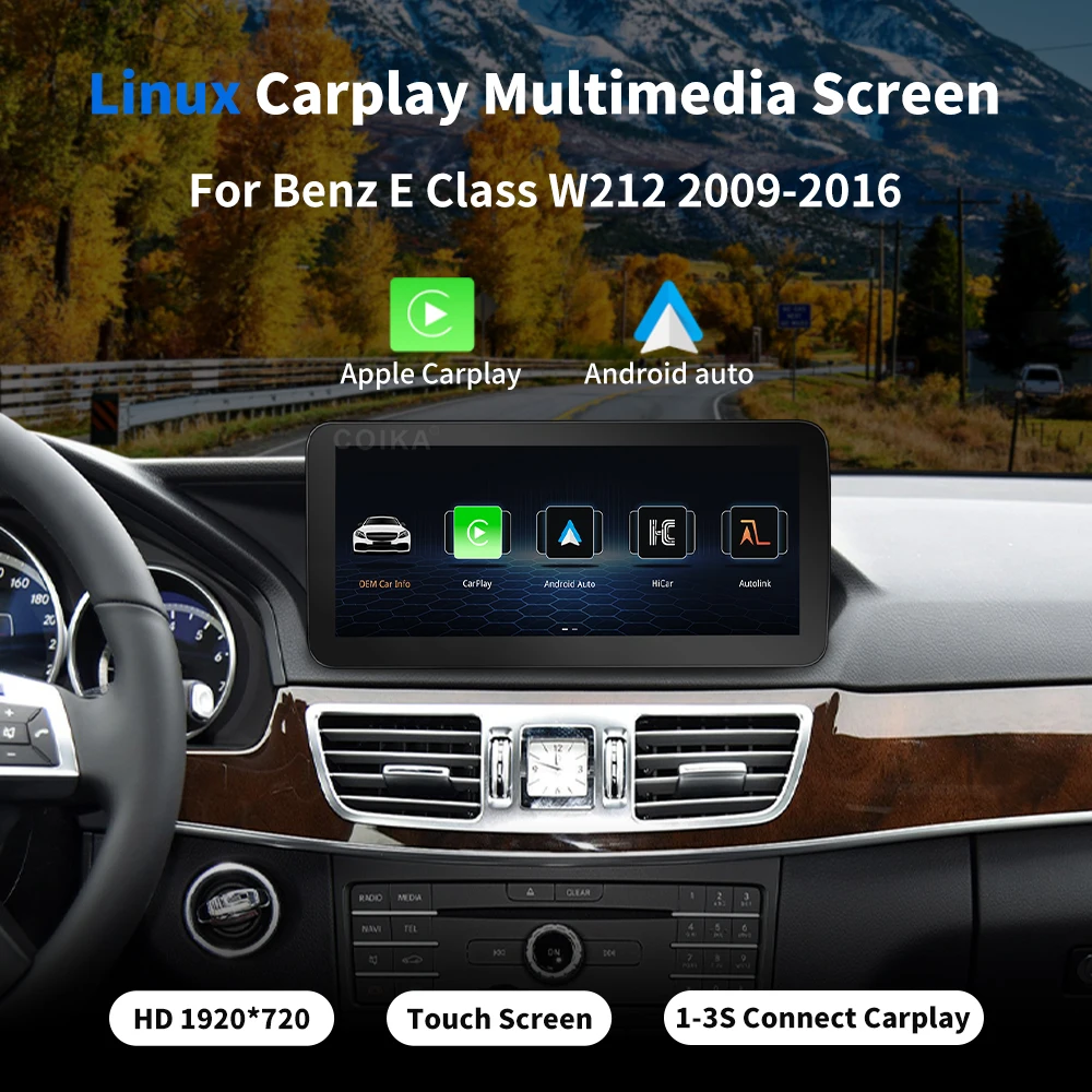 Drahtlose Carplay/Android Auto BT 10,25'' Touchscreen 1920*720P HD Multimedia Auto Radio Für Mercedes-Benz E Klasse W212 2009-2016 – Detail 4
