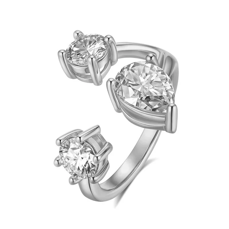 

ZFSILVER s925 Серебряное модное роскошное модное кольцо с муассанитом, 3-точечное кольцо, очаровательное женское ювелирное изделие для свадебной вечеринки, подарок MO0623R