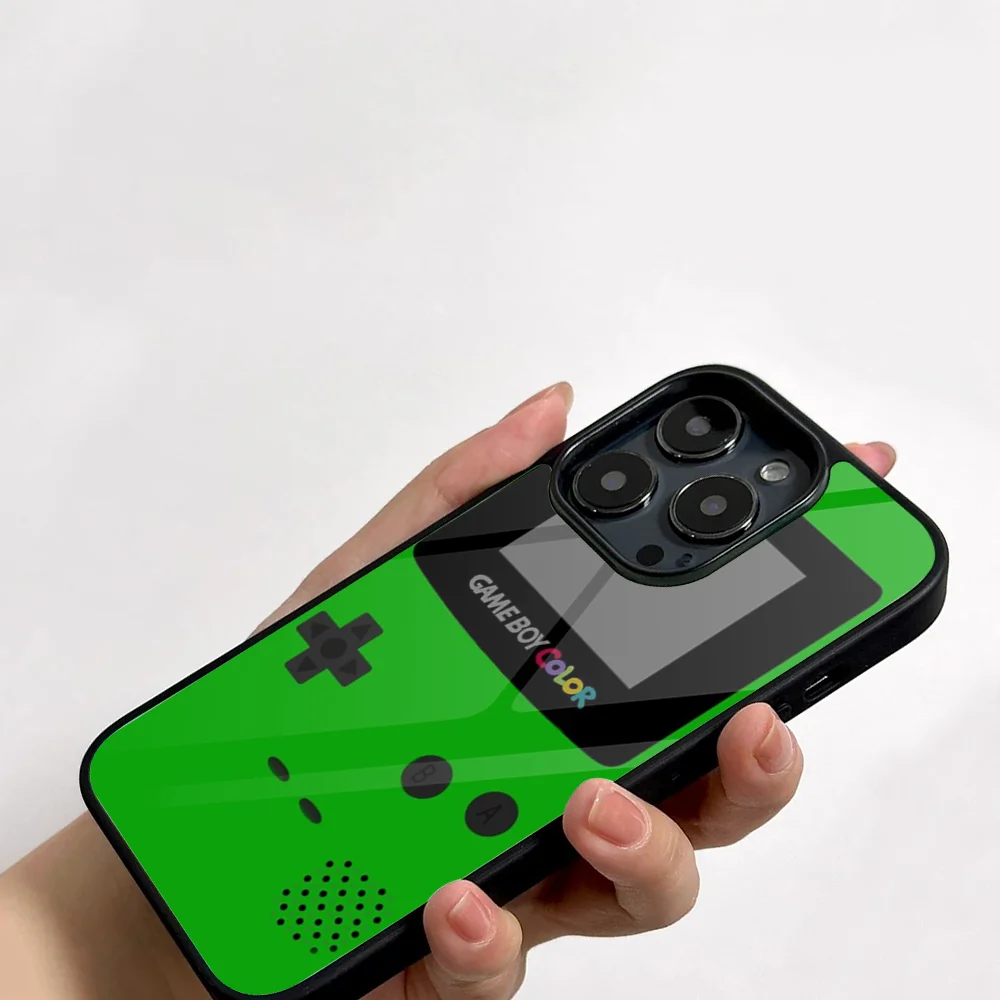 Gameboy Color Game Handle Retro Phone Case For IPhone 11 12 13 14 15 16 Plus Pro Max Mirror Acrylic PC TPU Cover