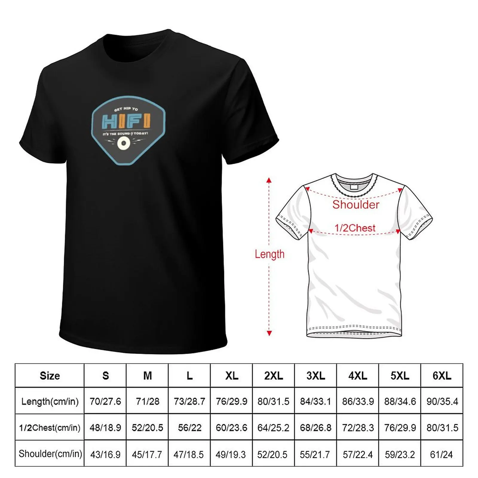 Vintage hi fi stereo graphic art T-Shirt Casual Simple Design Short Sleeve Shirt